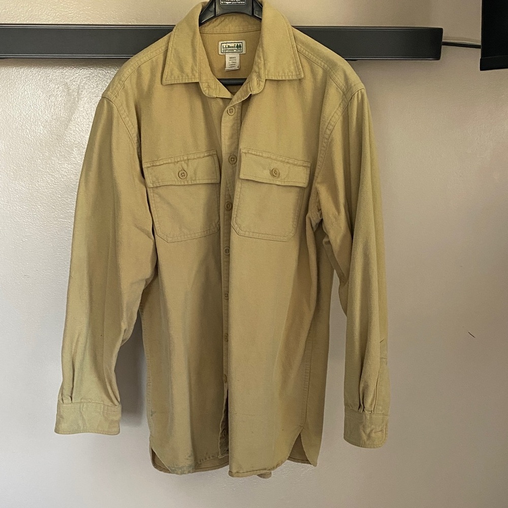 L.L. Bean Men’s Chamois Cloth Shirt – L Tall – Khaki